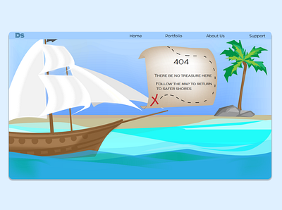 404 Error Page - There be no treasure here! design illustration ui