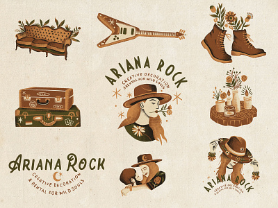 Ariana Rock - Illustrated Branding branding handmade branding illustration logo typography vector