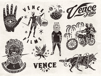 Vence Films ancient branding graphic design handmade branding illustration logo love mitological typography vector wedding