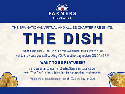 Farmers BPA “The Dish” Flyer brand style guide branding farmers insurance flyer food graphic design marketing thanksgiving