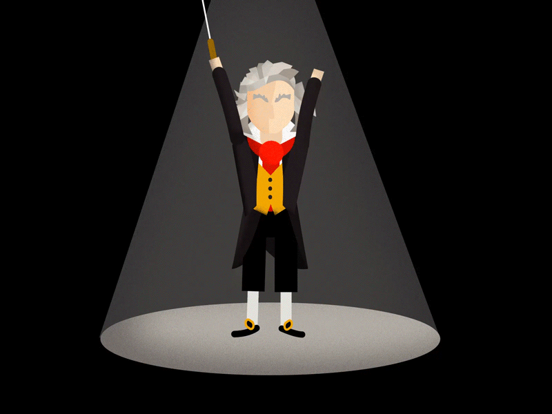 Ludwig Van beethoven character animation conducting illustrator music musician spotlight