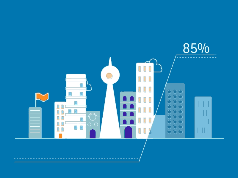 Growth & Spending animation bar graph blue buildings city infographic motion graphics skyscraper