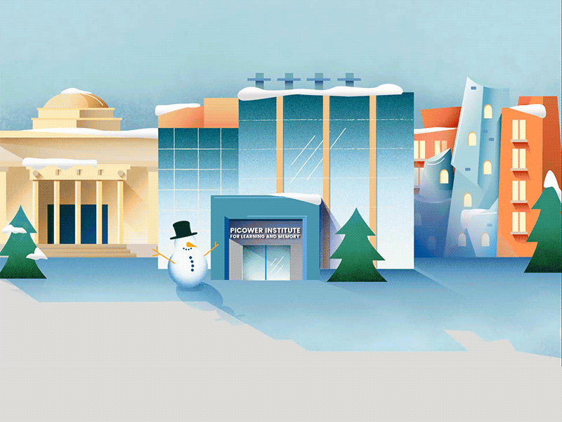 Holiday Card animation architecture grain holiday icon illustration mit retro snow snowman vector winter