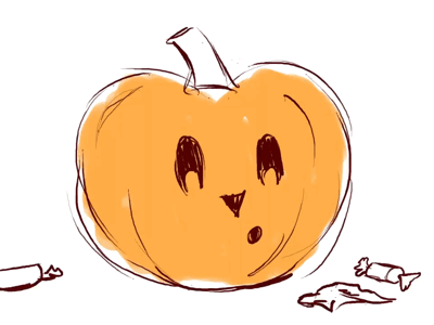 Jack + Toffee goop chewing candy toffee spooky animation pencil test rough sketch jackolantern halloween pumpkin