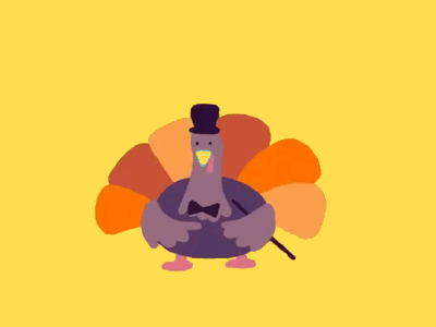 Happy Turkey Day! animation autumn bird cel celanimation dance dancing fall motion design thanksgiving top hat turkey