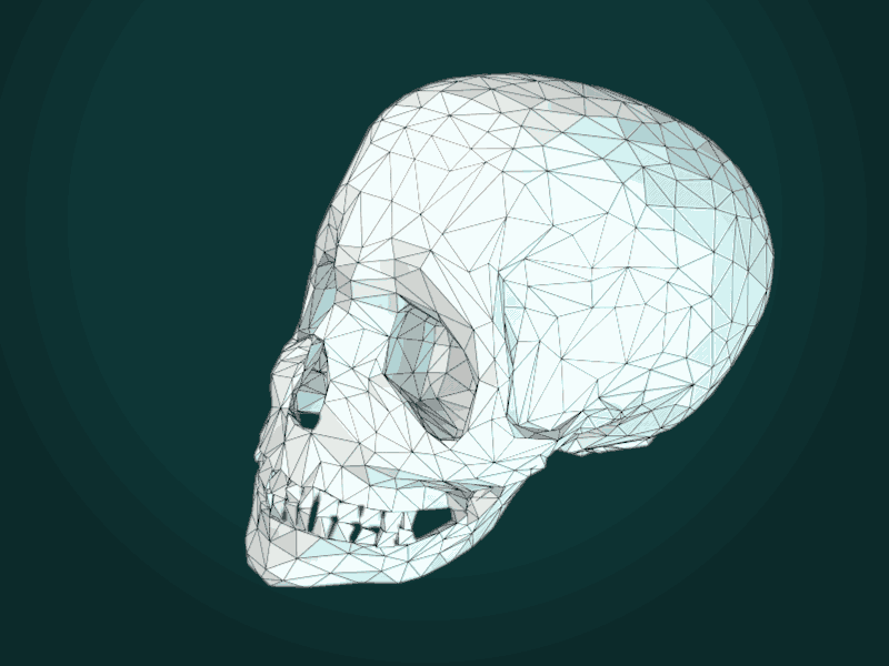 Skullish 3d ae c4d dof gif loop orbit polygon