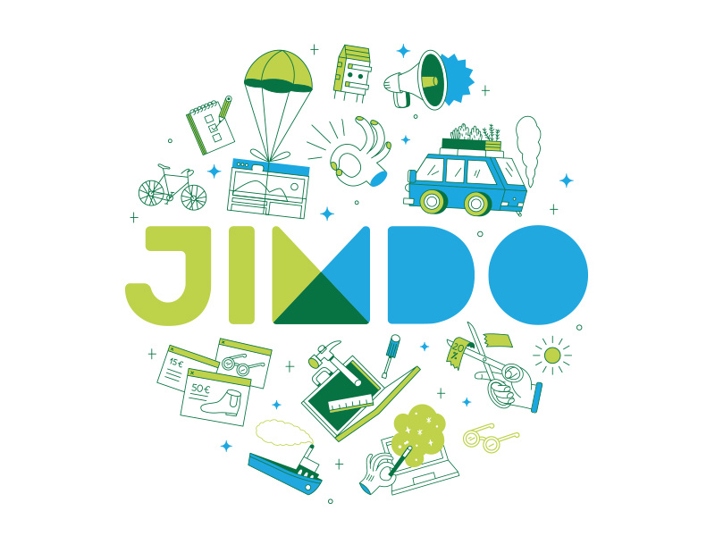 Jimdo Merchandise browser laptop web icons illustration design merchandise coater bag tote jimdo