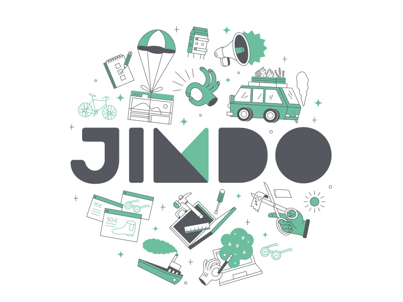 Jimdo Merchandise icons illustration web browser germany merchandise design coaster tote bad jimdo