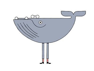Pale Whale character design geek glasses gray grey pale smil whale
