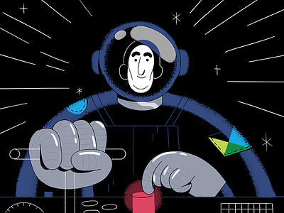New Dashboard Features astronaut button dashboard illustration jimdo space spaceship