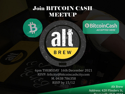 Meetup Bitcoin Cash Flyer branding design flyer graphic design illustration logo