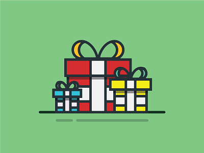 Presents christmas flat gifts icon line presents thick vector