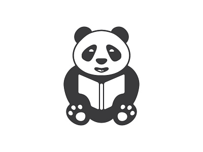 Feets...it is! bear brand branding clean flat icon one color panda reading ui vector