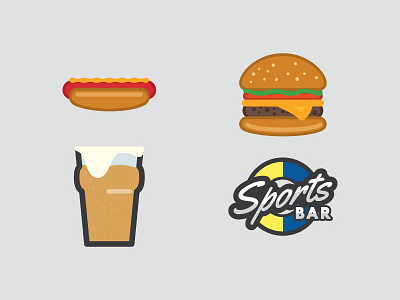 Sports Bar Icons beer burger flat food hotdog icon icons vector