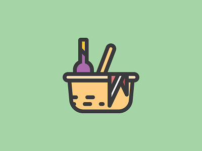Picnic Basket basket flat icon picnic thick lines vector