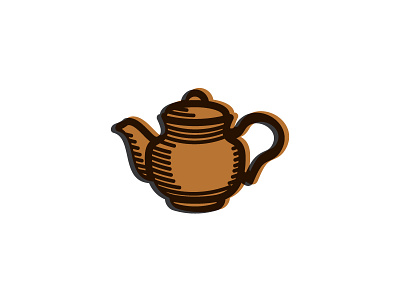 Tea Pot Thick Line Off Set icon line shading logo pot tea tea pot vector