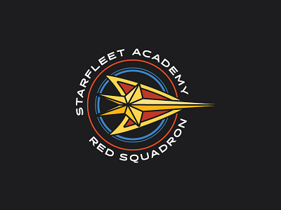 Red Squad art badge line logo patch red squad squadron star trek trek vector
