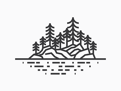 Lil Doods #1 - Campin on the Island dood doodle island lines one color rocks simple thick tree trees vector water