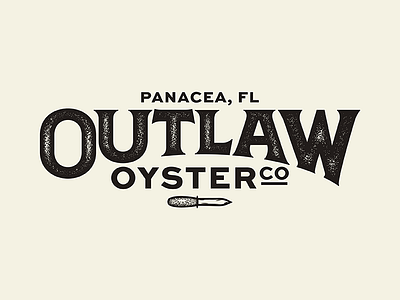 Outlaw Oyster Company brand branding knife logo one color outlaw oyster texture vector