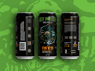 Reef Dweller beer beer branding beer can can can design illustration ocean octopus porthole sea vector vector art