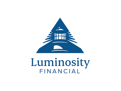 Luminosity Logo brand clean financial illustration lighthouse logo mark one color vector
