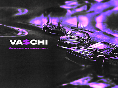 Va$chi YouTube Banner banner blur branding cars graphic design motion purple social media design social media graphics typography