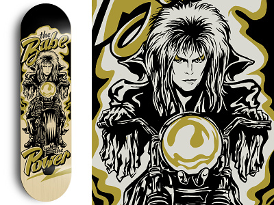 Babe With The Power Skate Deck babes bowie goblin king hand lettering labyrinth moto motorcycle paint skate