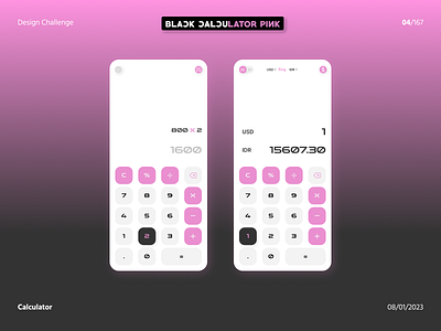 Design Challenge Day 4 | Calculator - BlackCalculatorPink app apps black blackpink calculator calculator blacpink mobile mobile calculator pink ui ux
