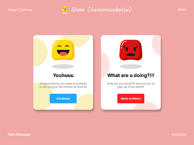 Design Challenge Day 11 | Flash Messages design design challenge day 11 design ui flash flash messages messages red slime slime design ui ui design ui design slime ux white yellow