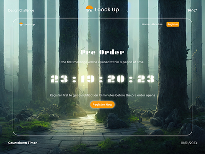 Design Challenge Day 14 | Countdown Timer - Loock Up countdown countdown game countdown timer design challenge design challenge 14 designchallenge florest game green register timer ui ux