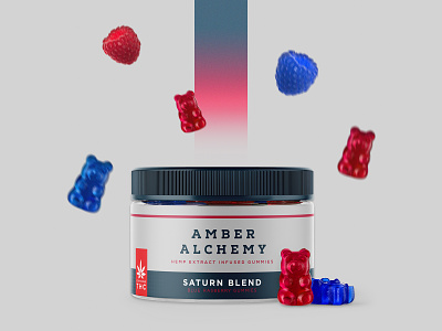 Amber Alchemy THC Gummies branding graphic design gummy bears packaging packaging design photoshop thc