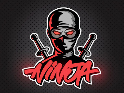 Ninja balaclava e games lettering logo mascot mascot logo mask ninja type