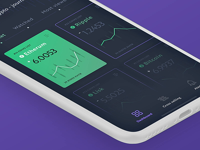 Cryptocurrency app dashboard - animation animation app bitcoin branding crypto cryptocurrency dasboard design ios iphonex iphonexs mobile objectivity principle sketch typography ui ux ux ui