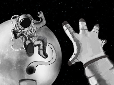 Lost in Space astronaut draw hand drawn moon procreate scifi space