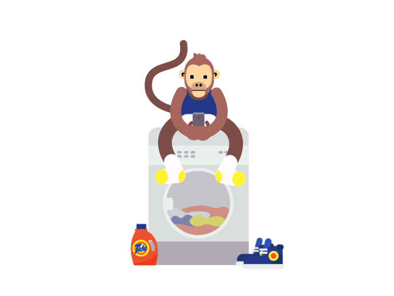 Tide Monkey after effects animation illustration laundry machine monkey tide wash