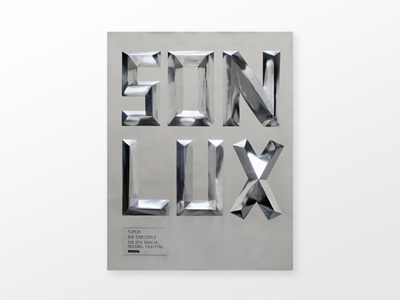 SON LUX for Decibel Festival 3d 3d poster 3d type cut paper decibel festival design metallic mirror music poster son lux typography