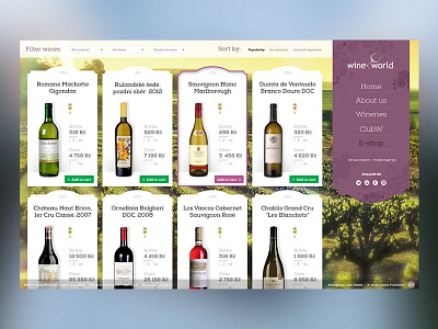 WineWorld - E-store webdesign commerce eshop food products shop store ui web webdesign wine