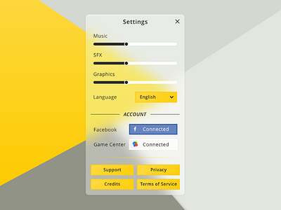 Settings menu for a game by Shivank on Dribbble