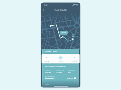 Daily UI #020 — Location Tracker 020 blue dailyui delivery map mobile progress rate track ui