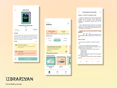 Librariyan - Mobile App animation book branding design flat library mobile reading typography ui