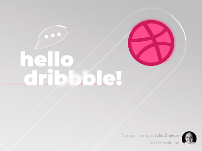 Hello Dribbble! dribbble logo first shot glass glass morphism gray hello dribbble pink