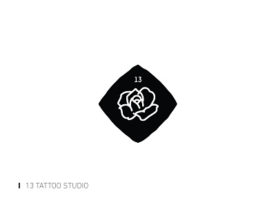 13 Studio and black logo rose shape tattoo white