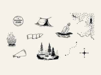 BC Storytellers Club spot illustrations camp club elements spot illustration
