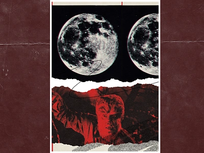 Spooky Post 02 collage full moon halloween postcard postcard design wolfman