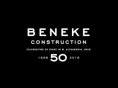 Beneke Construction 50 years construction logo logotype