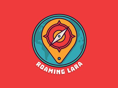 Roaming Lara - Traveler's Blog blog branding compass globe identity illustration logo mark pin traveling