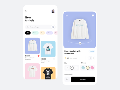Clothing Store App UI Concept 3d app branding design finder graphic design header inspiration landing manager minimal minimalistic ui uiux ux