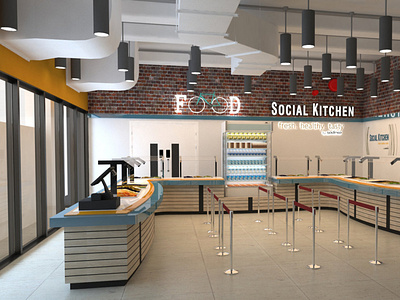 Social Kitchen Interior 3d graphic design interior kitchen