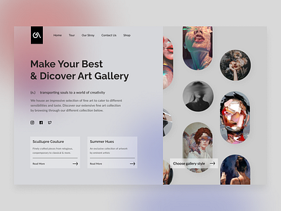 Art Gallery Website design landing pages ui ux web design website
