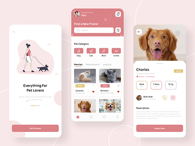 Pet Adoption App adoption animal app cat design mobile mobile app mobile design mobile ui pet pets petshop ui ux